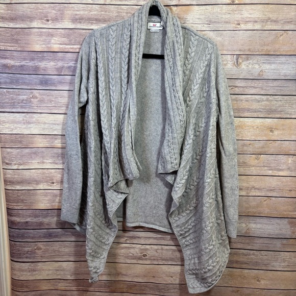 Vineyard Vines Gray Wool and Cashmere Waterfall Cardigan Medium - Picture 1 of 5